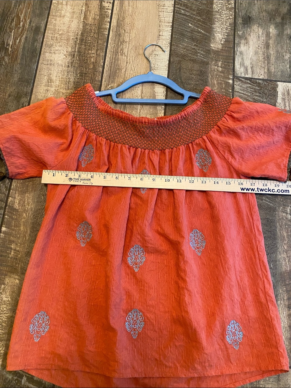 THML Orange Smocked-Neck Tassel Sleeve Blouse - Picture 9 of 11